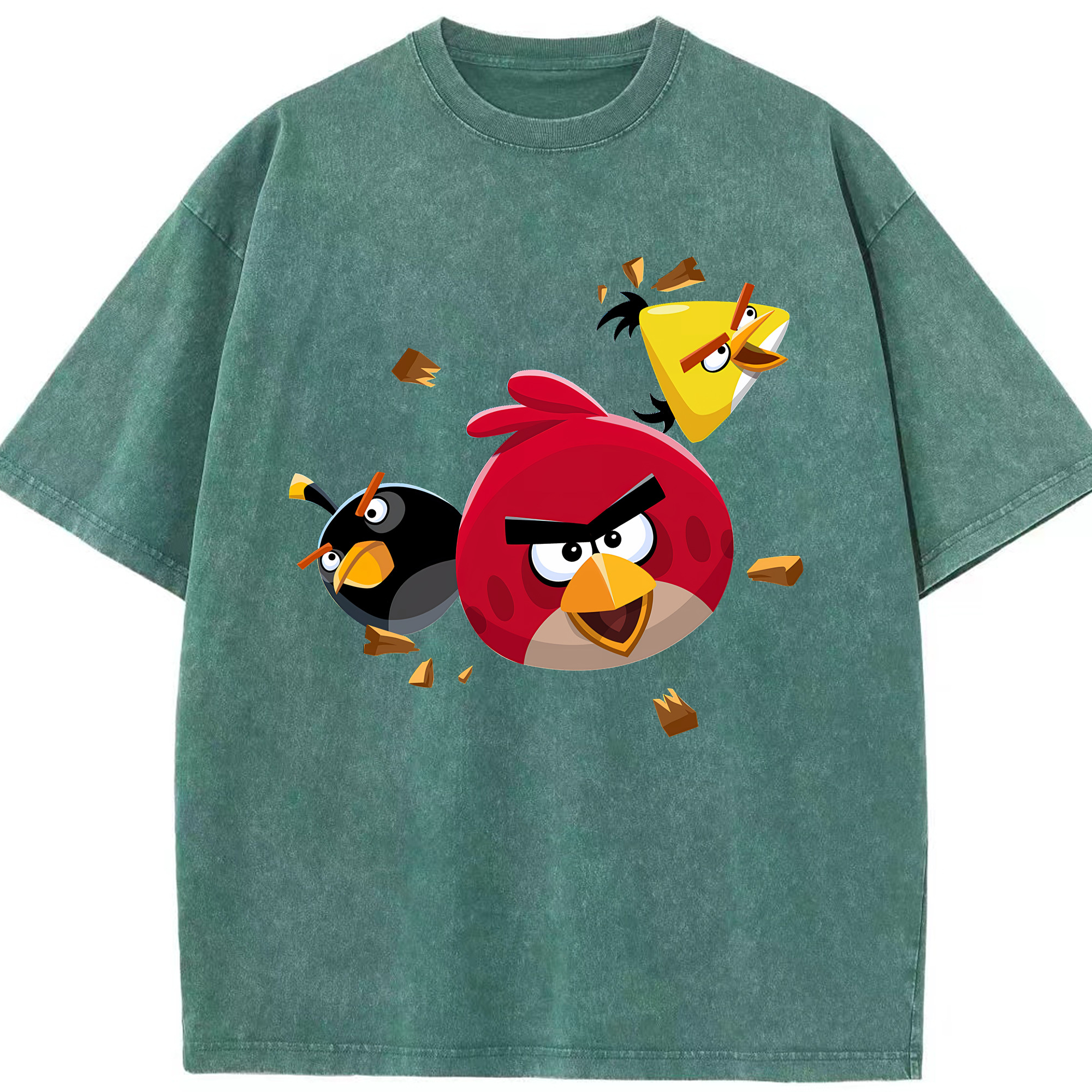 （画像用） Angry Birds アングリーバード 綿100% ヴィンテージ風 半袖Tシャツ（フロントプリント）